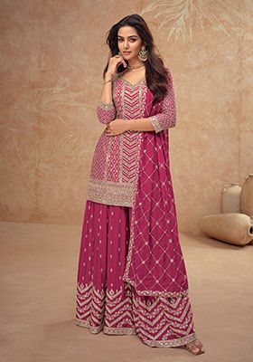 Pink Embroidered Silk Salwar Kameez