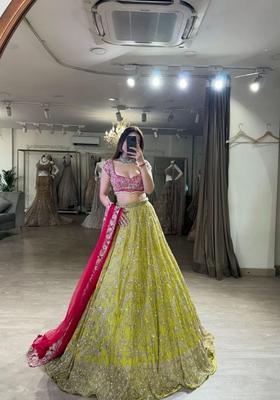 Multicolor Embellished Georgette Lehenga Set