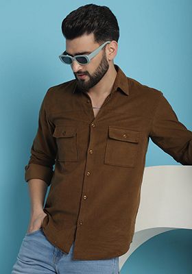Brown Cotton Shirt For Men