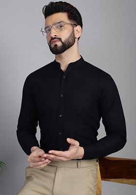 Black Cotton Shirt For Men